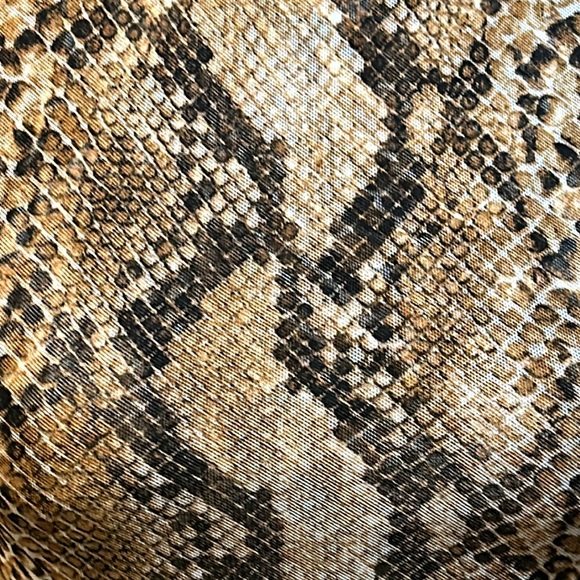 Free press sheer snakeskin print over solid black lining sexy body hugging midi - Picture 3 of 5